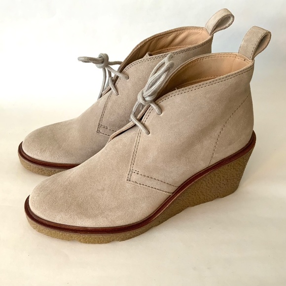 Clarks Clarkford DBT Sand Suede Chukka Ankle Boots Beige Wedge heel Booties 9 - Picture 10 of 14